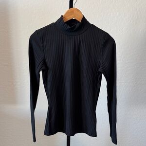 Black Ribbed Long Sleeve Top